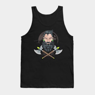 warrior-beard-men-piercing design Tank Top